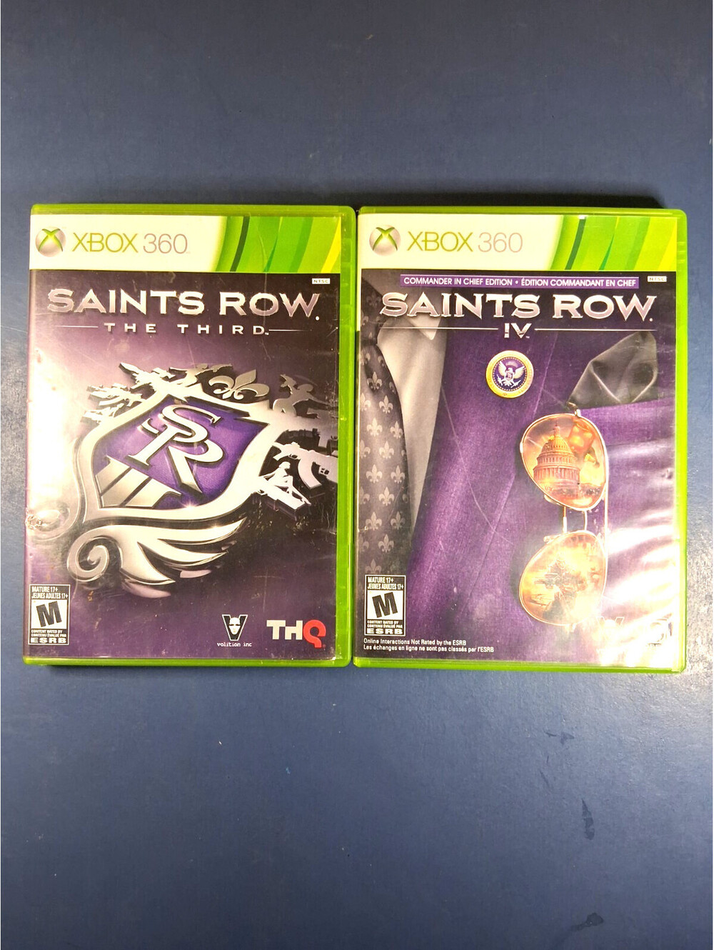 Saints Row The Third & IV Commander in Chief Edition (Xbox 360) CIB 2 Games Lot